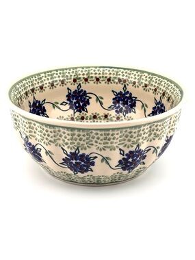 Manufaktura Polish Pottery Floral Fluted Serving Bowl